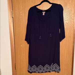 Chico's Dark Blue Dress with White Detailing